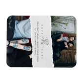 Ripped Paper Effect Wedding Custom Photo Script Magneet (Horizontaal)
