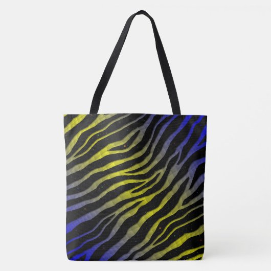 Ripped SpaceTime Stripes - Blauw/Geel Tote Bag (Voorkant)