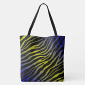 Ripped SpaceTime Stripes - Blauw/Geel Tote Bag (Achterkant)