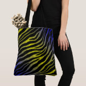 Ripped SpaceTime Stripes - Blauw/Geel Tote Bag (Dichtbij)