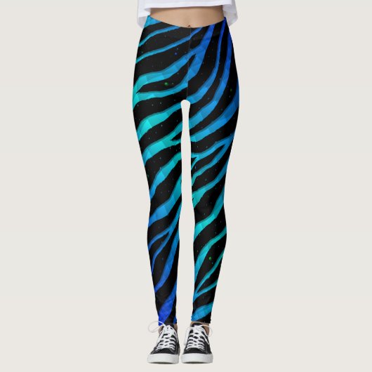 Ripped SpaceTime Stripes - Blue/Cyan Leggings (Voorkant)