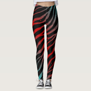 Ripped SpaceTime Stripes - Cyaan/Red Leggings