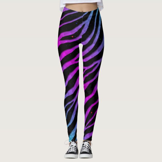 Ripped SpaceTime Stripes - Cyaan/Roze Leggings (Voorkant)