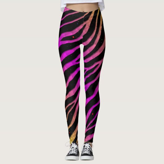 Ripped SpaceTime Stripes - Geel/Roze Leggings (Voorkant)