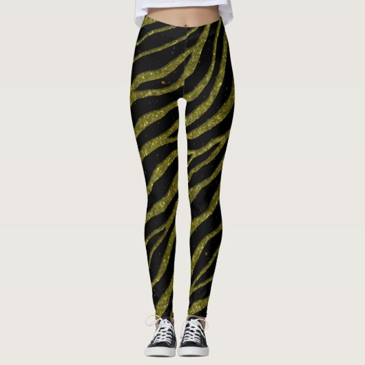 Ripped SpaceTime Stripes - Glitter Gold Leggings (Voorkant)