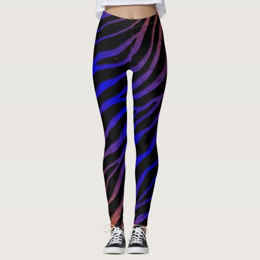 Ripped SpaceTime Stripes - Oranje/blauw Leggings (Voorkant)