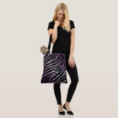 Ripped SpaceTime Stripes - Paars/wit Tote Bag (Op model)