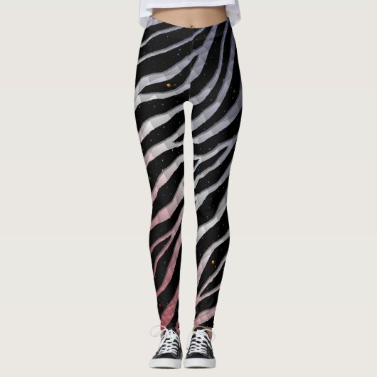 Ripped SpaceTime Stripes - Rood/Wit/Blauw Leggings (Voorkant)