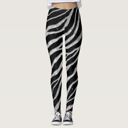 Ripped SpaceTime Stripes - Zilver/White Leggings (Voorkant)
