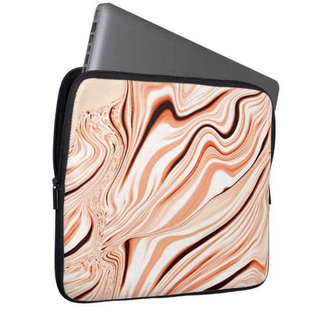 Rippels in de schoppen van beige, gebogen bruine c laptop sleeve (Voorkant Rechts)