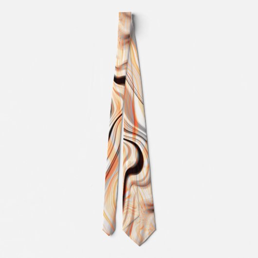 Rippels op parelroombeige, bruine en bleek sinaasa stropdas (Achterkant)