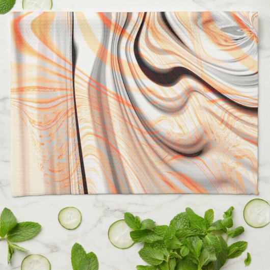 Rippels op parelroombeige, bruine en bleek sinaasa theedoek (Gevouwen)