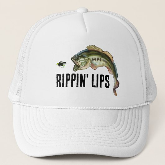 Rippin' Lips Largemouth Bass Vist Trucker Hat Pet (Voorkant)