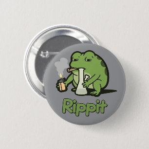 Rippit Grappige Kikker Stoner Cadeau, Stoner Meisj Ronde Button 5,7 Cm