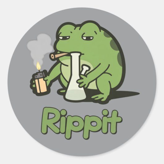 Rippit Grappige Kikker Stoner Cadeau, Stoner Meisj Ronde Sticker (Voorkant)