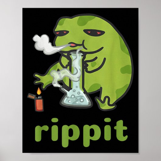 Rippit Kikker Stoner Wiet Roker Grappig _1 Poster (Voorkant)