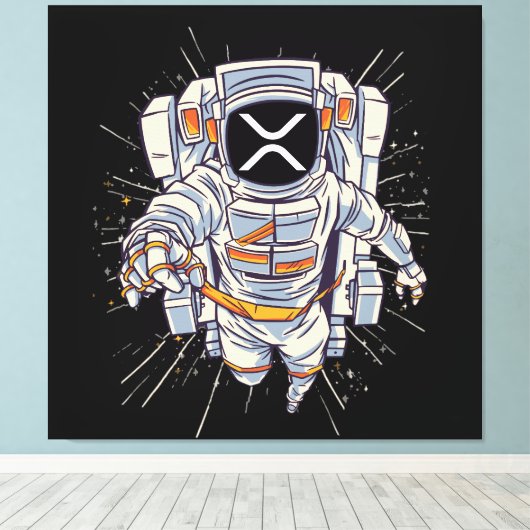 Ripple Astronaut - XRP Crypto Canvas Afdruk (Insitu (Houten vloer))