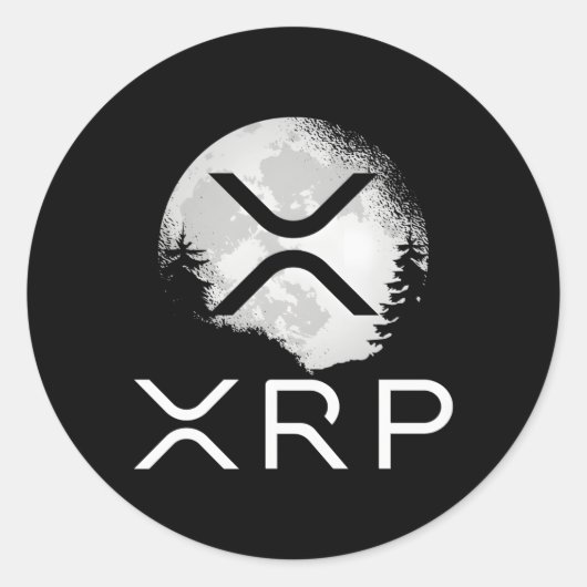 Ripple Coin Xrp Ledger Moon Cryptocurrency Bull Ma Ronde Sticker (Voorkant)