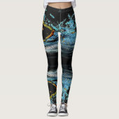 Ripple Effect: Abstract blauw op zwart Leggings (Voorkant)