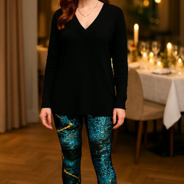 Ripple-effect: abstract blauw op zwart leggings