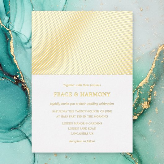 Ripple Gold Stripes Wedding Folie Invitation Folie Uitnodiging