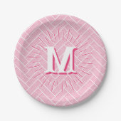 Ripple Herringbone in Pink Personalized Papieren Bordje (Voorkant)