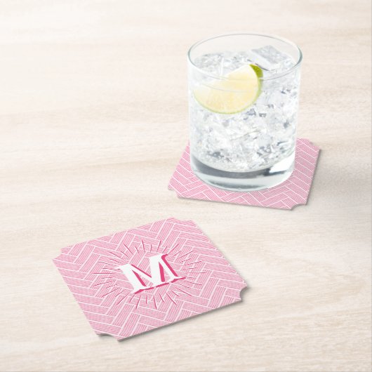 Ripple Herringbone in Roze Persoonlijk Kartonnen Onderzetters (Insitu)