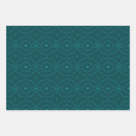 Ripple Line werk rijke Blauwgroen variant Inpakpapier Vel (Voorkant 2)