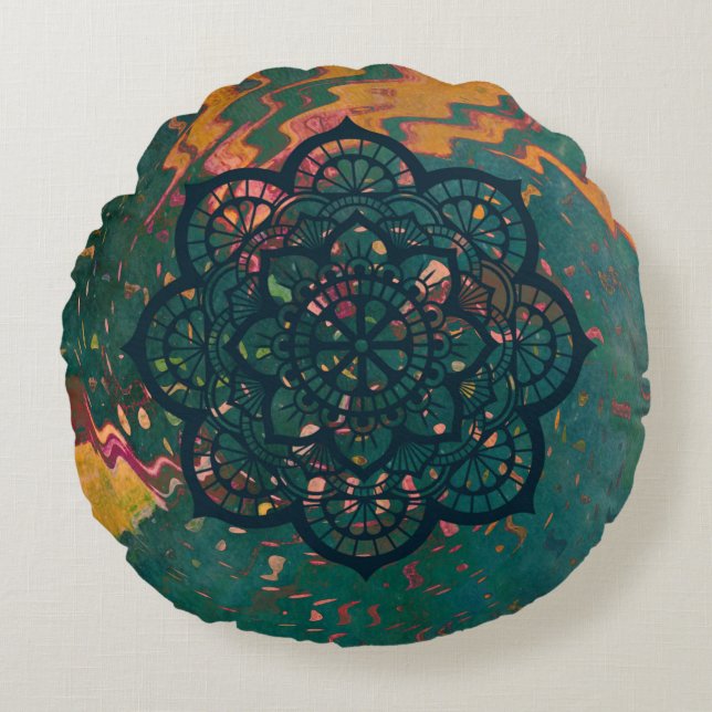 Ripple Mandala Worpkussen Rond Kussen (Voorkant)