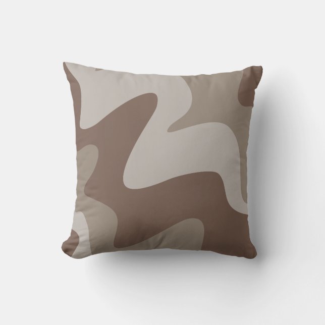 Ripple Rhythm Taupe Grijs Sierkussen (Voorkant)