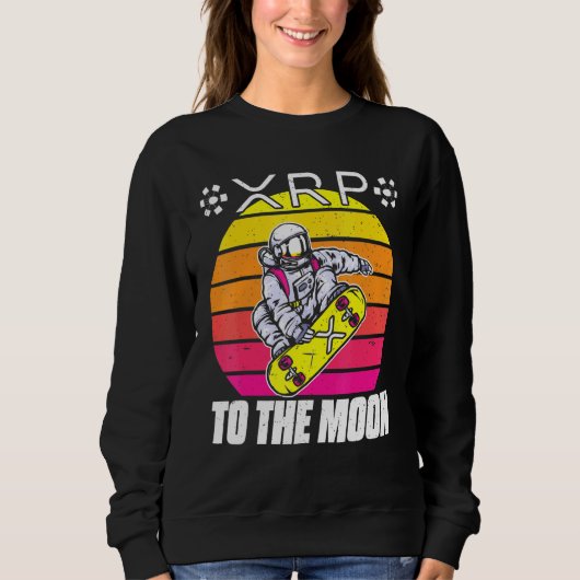 Ripple XRP Astronaut Retro Sunset Blockchain Trui (Voorkant)