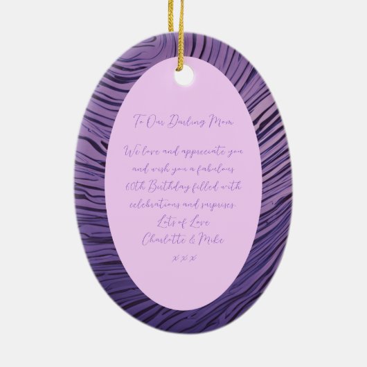 Rippled Opulent Paarse en Roze Moeder 60e Verjaard Keramisch Ornament (Achterkant)