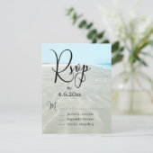 Rippled Sand Aqua Water Foto Modern Beach Wedding RSVP Kaartje (Staand voorkant)