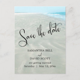 Rippled Sand Aqua Water Modern Beach Save the Date Aankondigingskaart