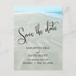 Rippled Sand Aqua Water Modern Beach Save the Date Aankondigingskaart