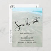 Rippled Sand Aqua Water Modern Beach Save the Date Aankondigingskaart (Voorkant / Achterkant)