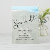 Rippled Sand Aqua Water Modern Beach Save the Date Kaart (Staand voorkant)