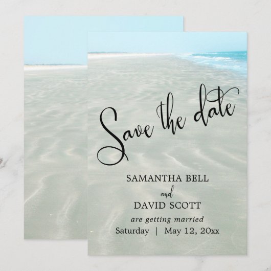 Rippled Sand Aqua Water Modern Beach Save the Date Kaart (Voorkant / Achterkant)