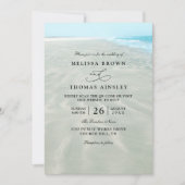 Rippled Sand Aqua Water Modern QR Code Wedding Kaart (Voorkant)