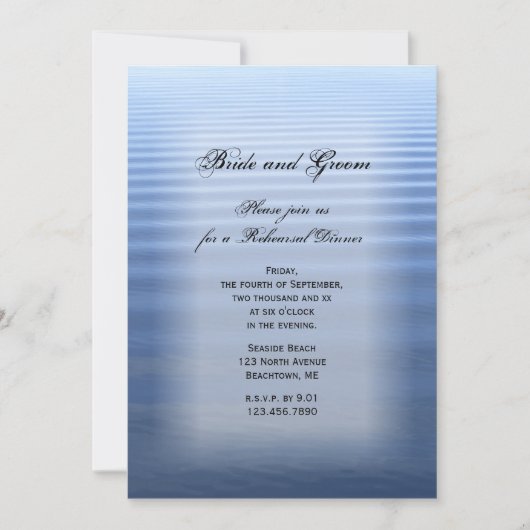 Rippled Water Wedding Rehearsal Dinner Invitation Kaart (Voorkant)