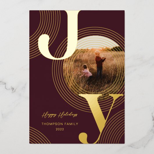 Ripples of Joy Modern Concentric Circles Foto Folie Feestdagenkaart (Voorkant)