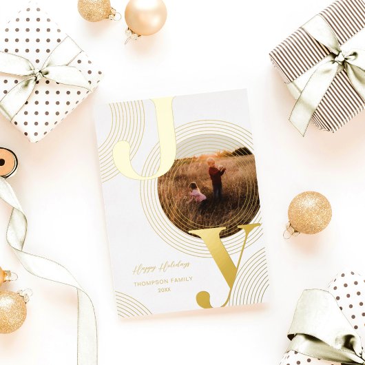 Ripples of Joy Modern Concentric Circles Foto Folie Feestdagenkaart