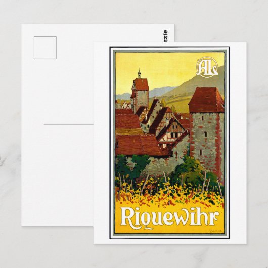 Riquewihr, alsace, Frankrijk, vintage-reis Briefkaart (Voorkant / Achterkant)