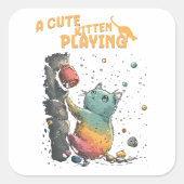 Risas Felinas Vierkante Sticker (Voorkant)
