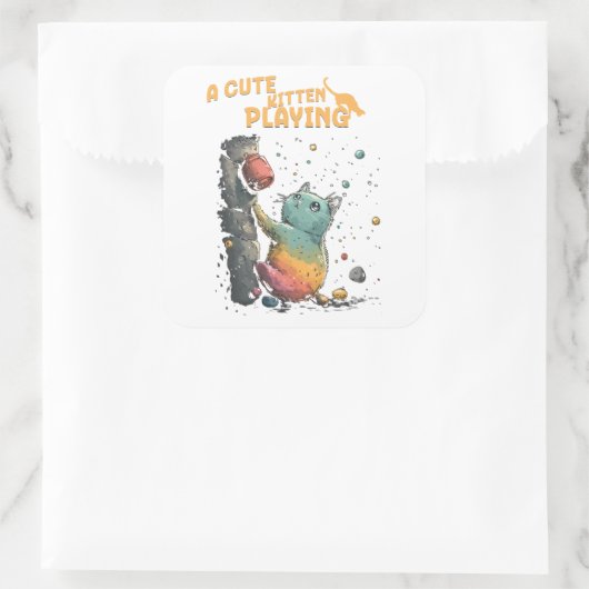 Risas Felinas Vierkante Sticker (Tas)