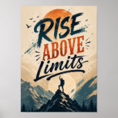 Rise Above Limits Motiverend Berg Canvas Muur Poster (Voorkant)