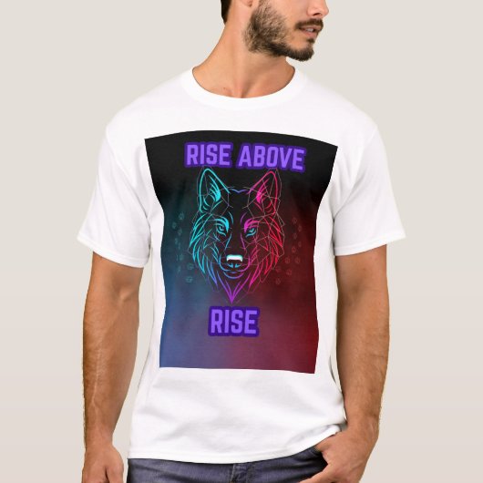 Rise Above Wolf - Neon geometrische wolfkop T-shirt (Voorkant)