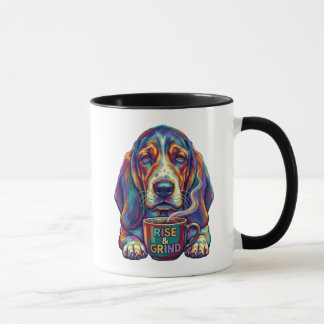 Rise and Grind Basset Hound Pop Art Coffee Mok