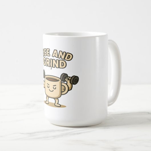Rise and Grind Coffee Mug- Funny Gym Motivation Koffiemok (Voorkant rechts)