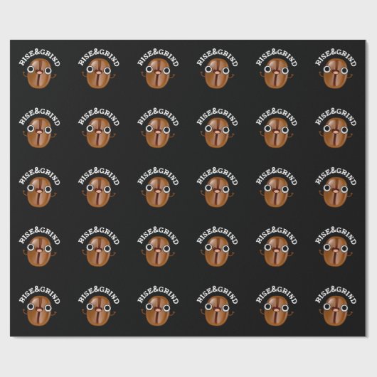 Rise and Grind Funny Coffee Bean Pun Dark BG Cadeaupapier (Vlak)
